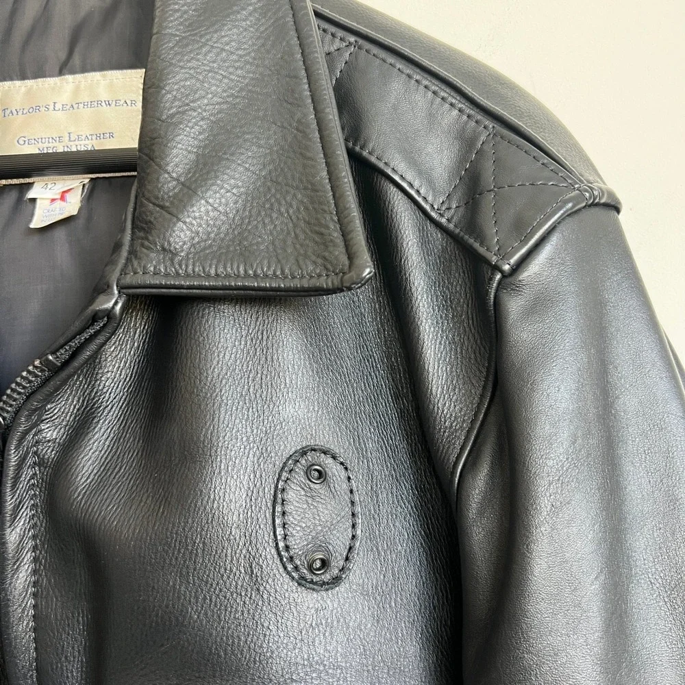 Taylors Leatherwear Mens Black Leather Police Jacket‎ Thinsulate Size 42 S USA